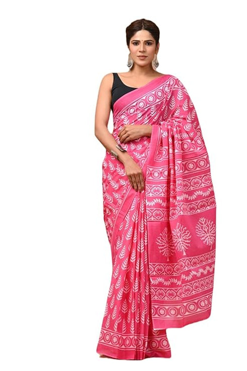 Dosaya Fabrics Jaipuria Block Printed Pure Cotton Saree